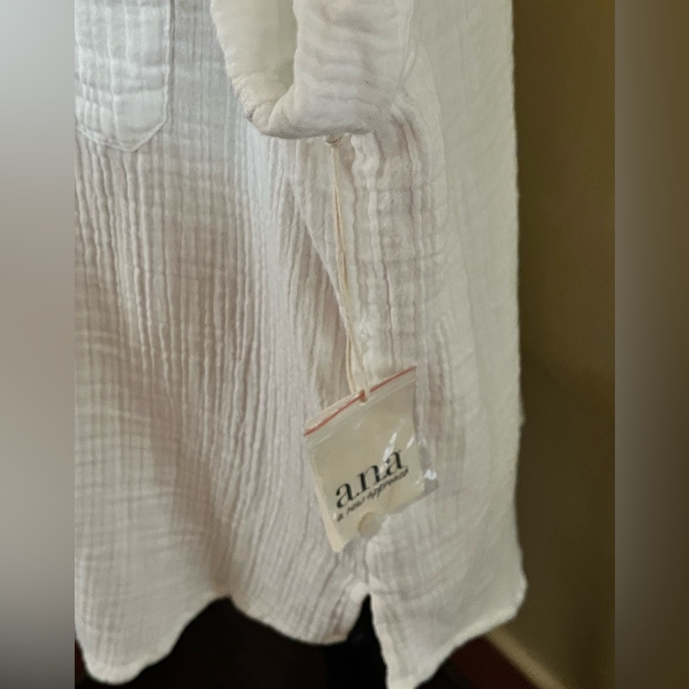 a.n.a Off-White NWT Casual Cotton Boho Button-Up Shirt XL Lightweight Cottage - Picture 7 of 13